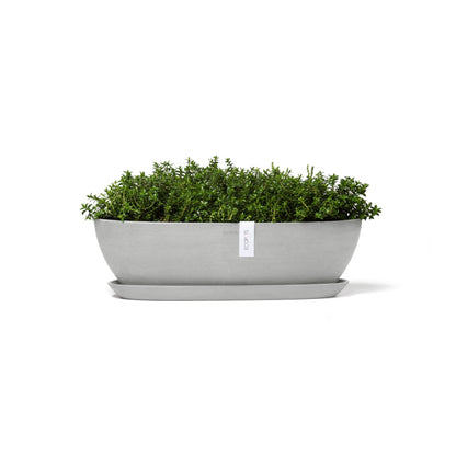 Kukkaruukku - Ecopots - Sofia pitkä 56cm valkoharmaa - Ecopotskauppa - Uuden aikakauden kukkaruukku