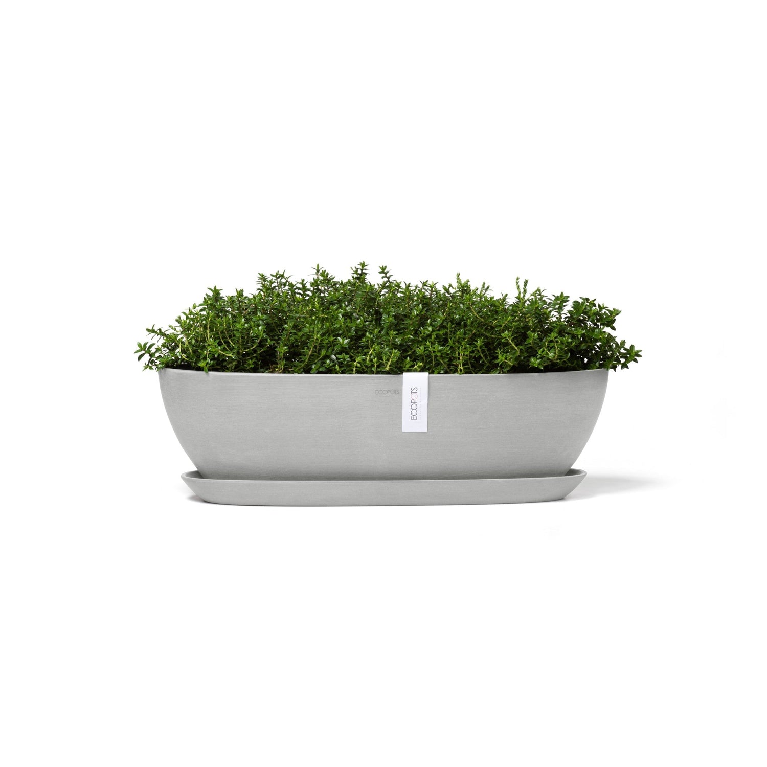 Kukkaruukku - Ecopots - Sofia pitkä 56cm valkoharmaa - Ecopotskauppa - Uuden aikakauden kukkaruukku