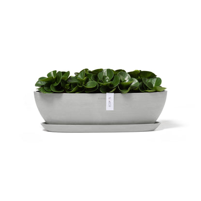 Kukkaruukku - Ecopots - Sofia pitkä 56cm valkoharmaa - Ecopotskauppa - Uuden aikakauden kukkaruukku
