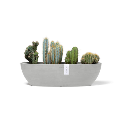 Kukkaruukku - Ecopots - Sofia pitkä 56cm valkoharmaa - Ecopotskauppa - Uuden aikakauden kukkaruukku