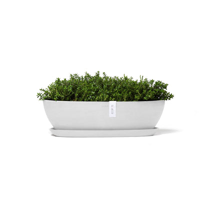 Kukkaruukku - Ecopots - Sofia pitkä 56cm valkoinen - Ecopotskauppa - Uuden aikakauden kukkaruukku