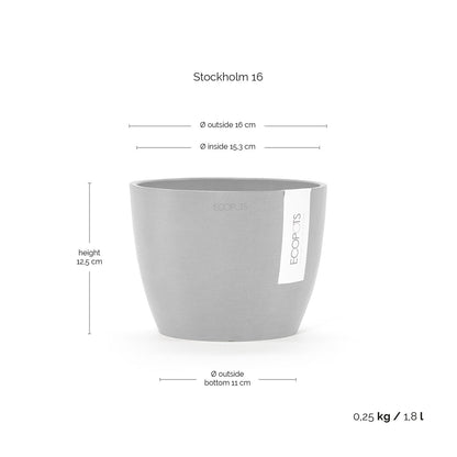 Kukkaruukku - Ecopots - Tukholma 16cm tummanharmaa - Ecopotskauppa - Uuden aikakauden kukkaruukku