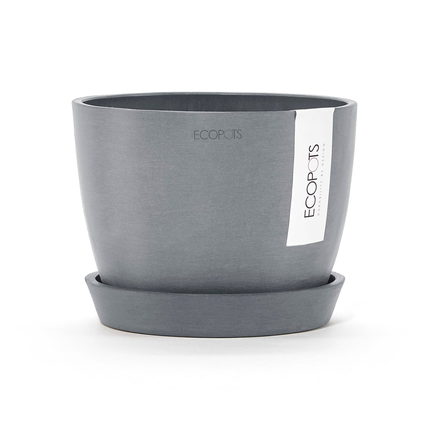 Kukkaruukku - Ecopots - Tukholma aluslautanen 15cm siniharmaa - Ecopotskauppa - Uuden aikakauden kukkaruukku